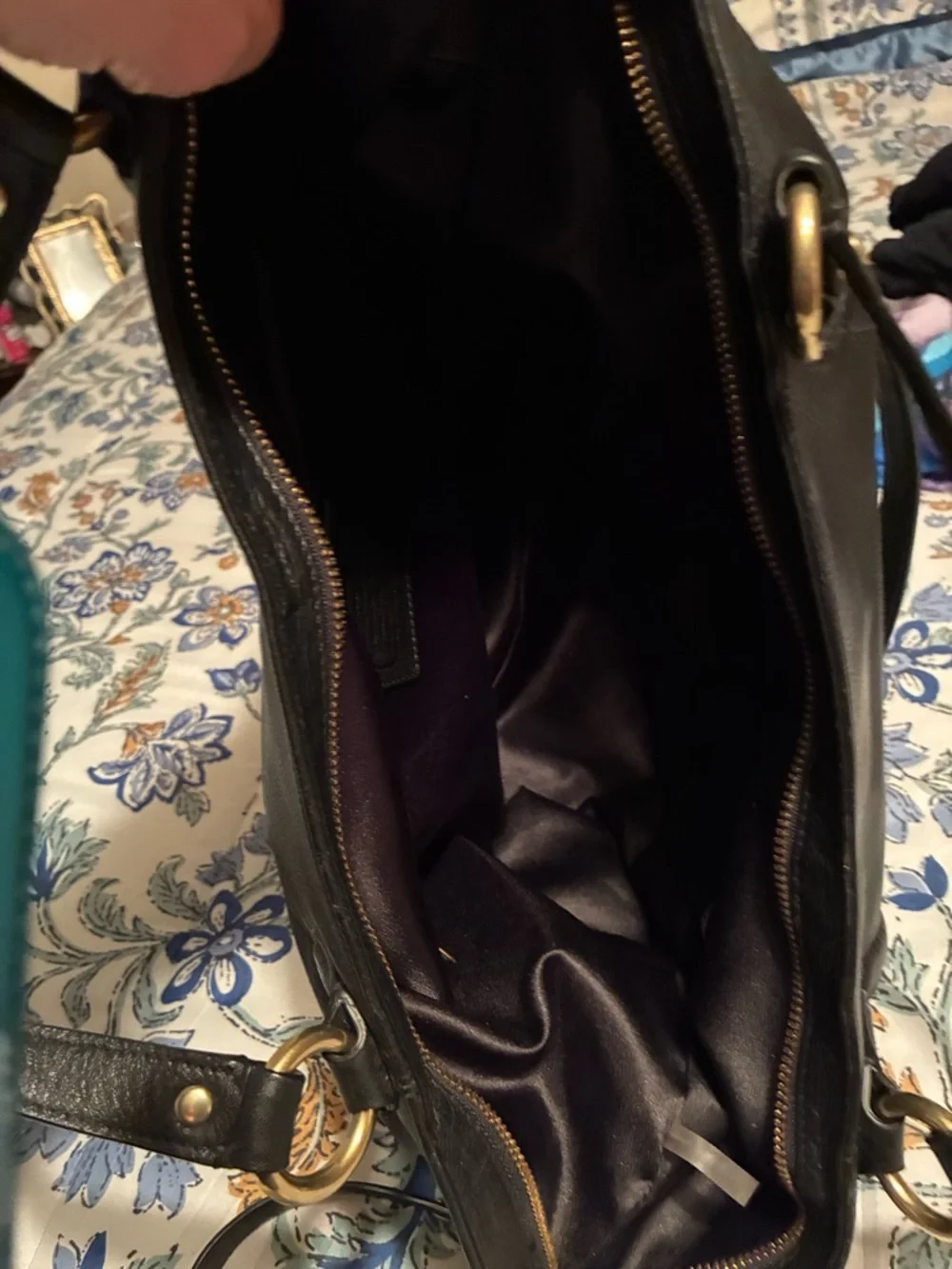 Coach Black Leather Shoulder Tote with Gold Hardware - Picture 9 of 11